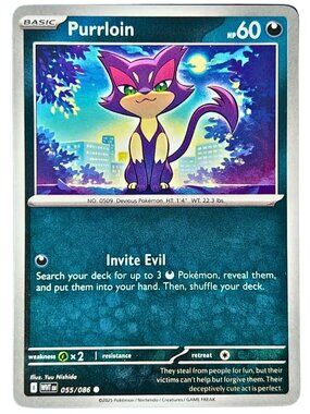 Purrloin 055/086 Common Normal White Flare Pokemon Card